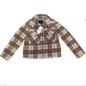 7 For All Mankind Plaid Faux Shearling Teddy Trucker Jacket Used a few times.